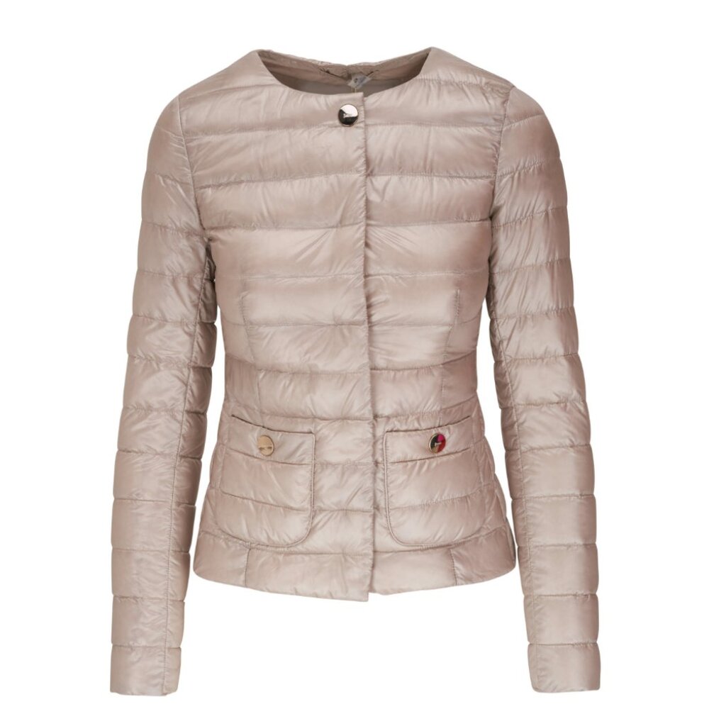 Herno Ultralight Nylon Fitted Down Coat, Beige, size 40 like new